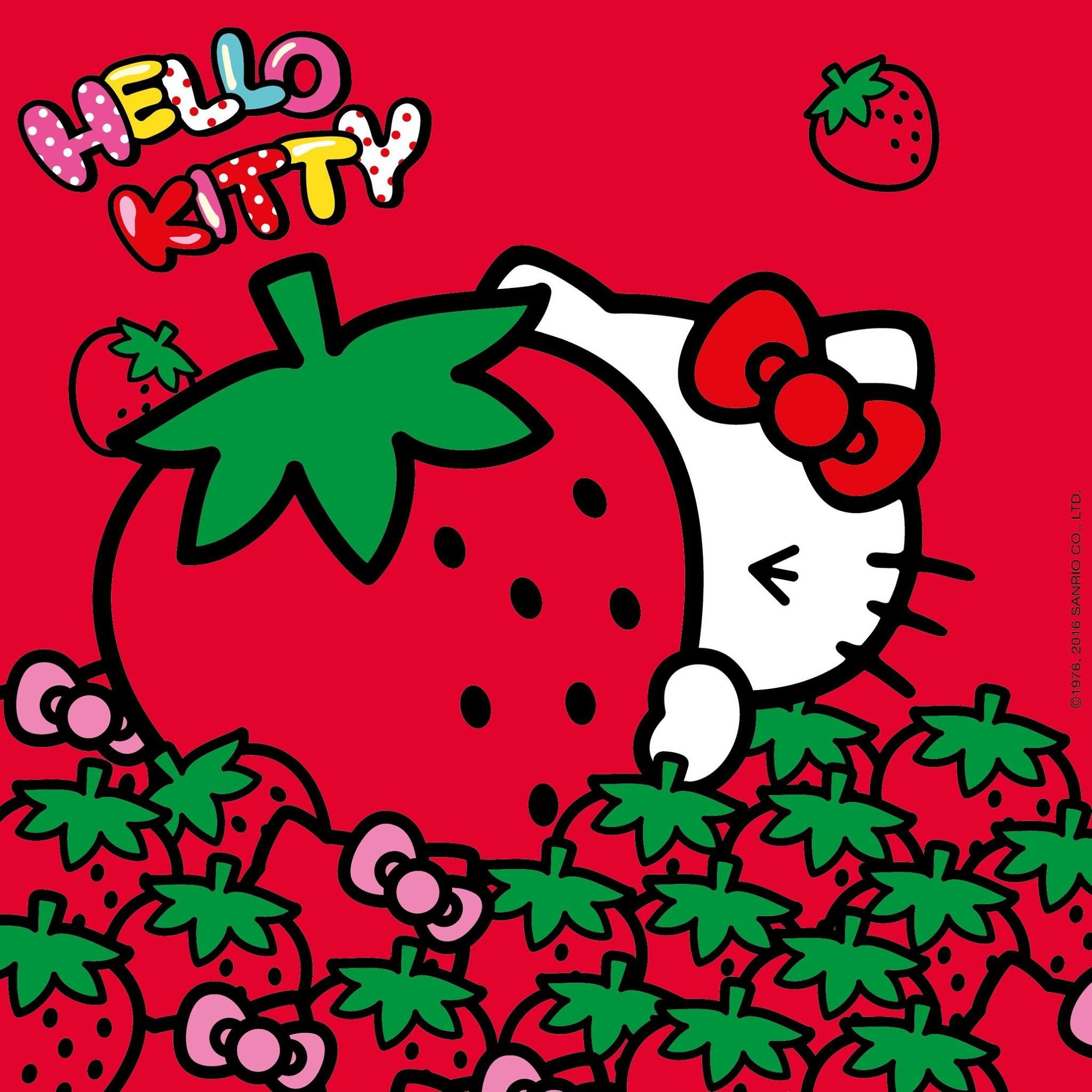 2048x2048 Hello Kitty Strawberry Wallpaper