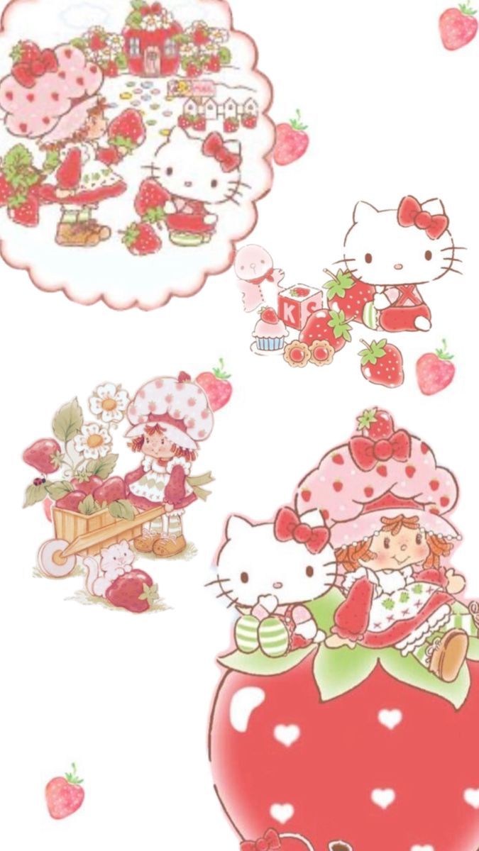 675x1200 Strawberry shortcake and hello kitty. Minimalist wallpaper phone, Cake wallpaper, Strawberry shortcake cartoon