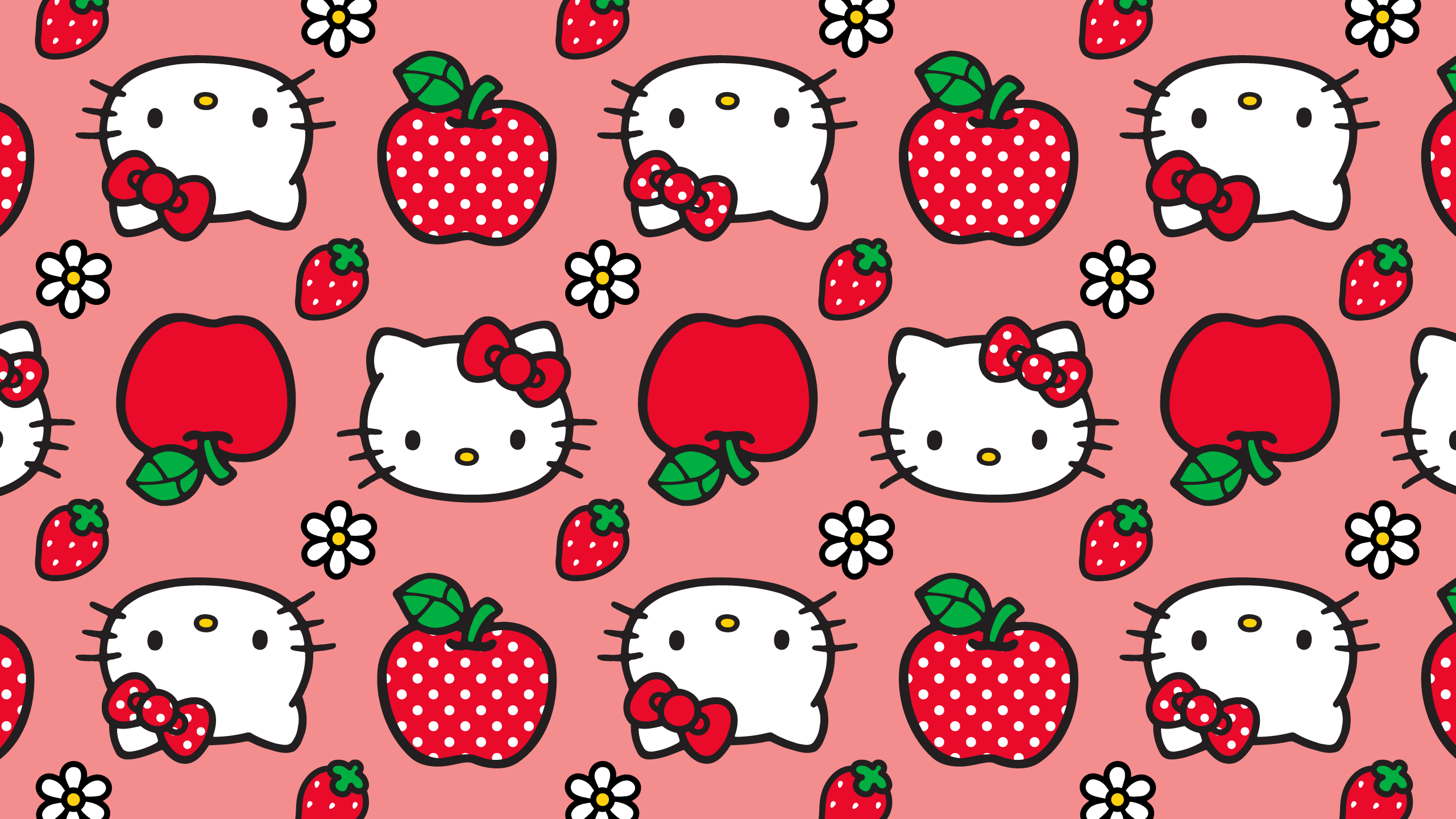 2561x1440 Strawberry Hello Kitty Wallpaper