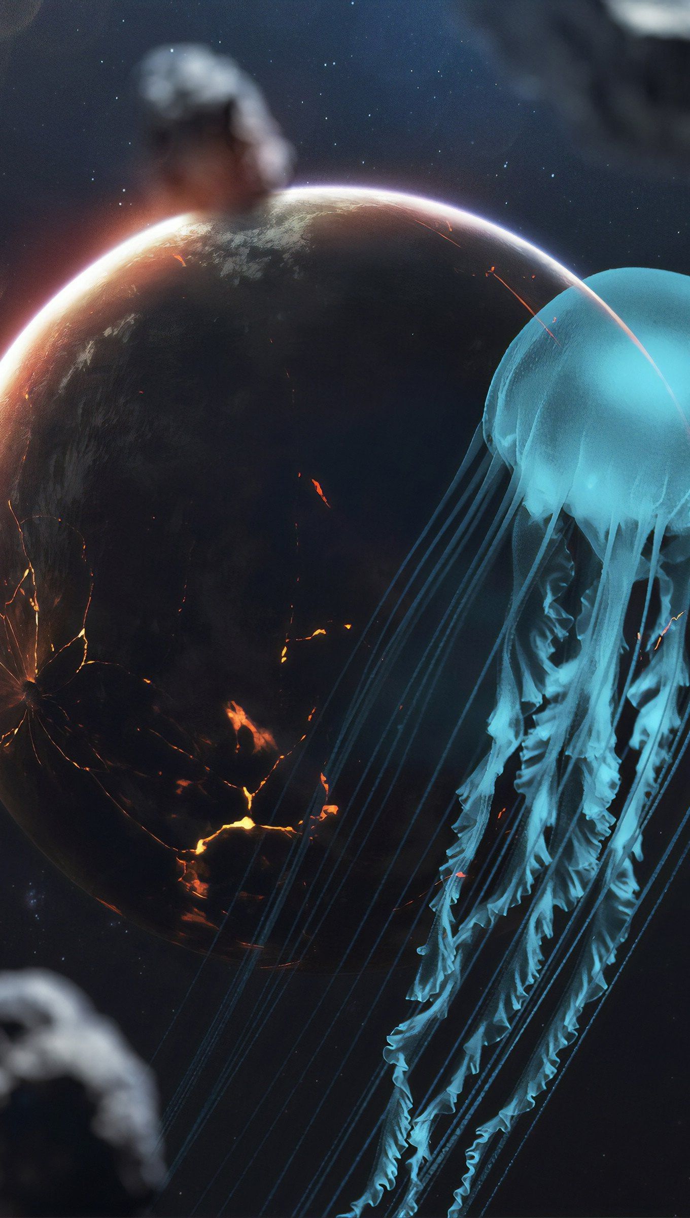 1360x2400 Jellyfish in space Wallpaper 4K for iPhone and Mobile Phone