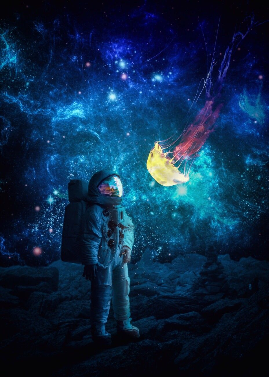 929x1300 Poster Astronaut Alien Space Jellyfish