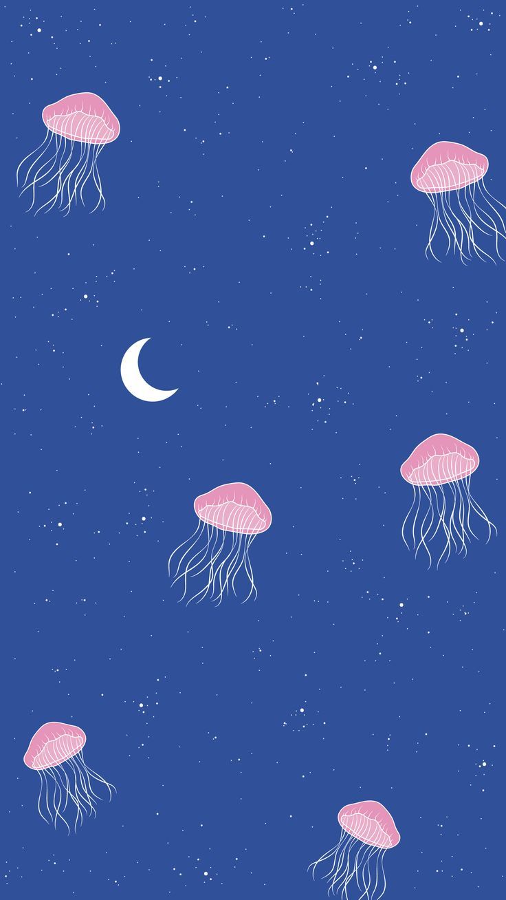 736x1308 Jellyfish in Space. Moon jellyfish wallpaper phone, Cartoon jellyfish wallpaper, Sky jellyfish