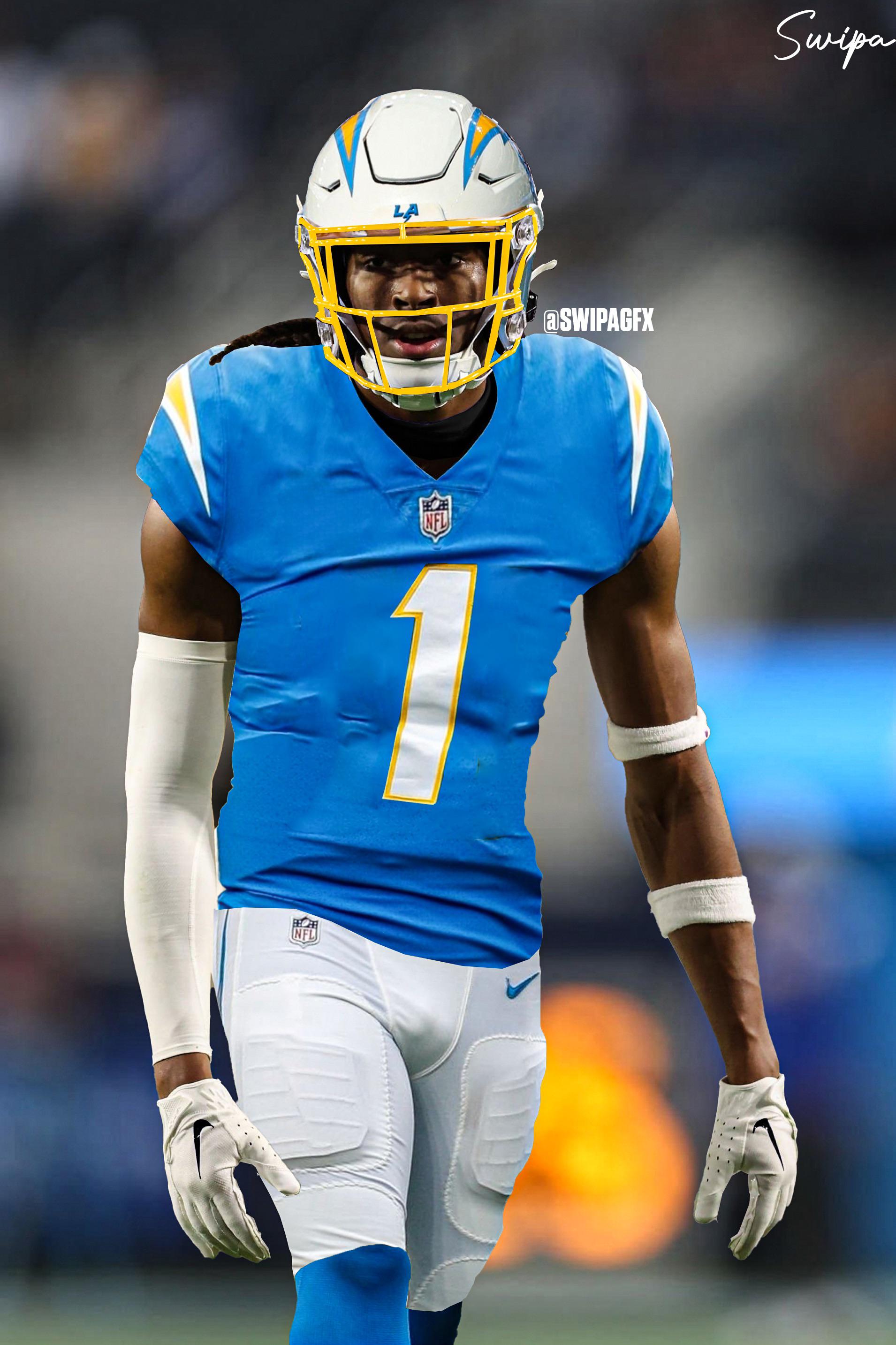 1910x2867 First unofficial look at WR Quentin Johnston in a Chargers jersey!
