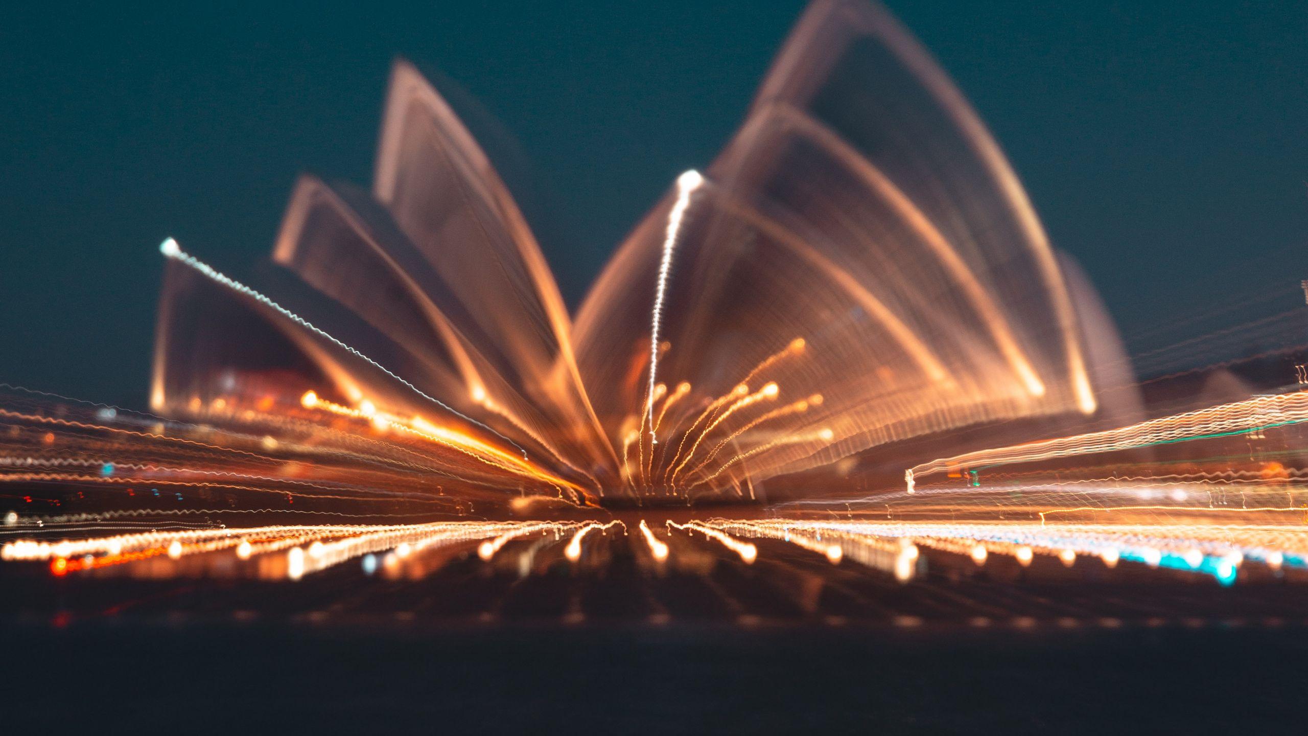 2560x1440 Download Opera house, blur, lights, night wallpaper, 2560x Dual Wide, Widescreen 16: Widescreen