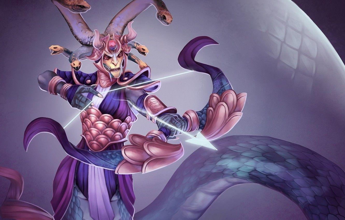 1332x850 Wallpaper snakes, bow, art, tail, Medusa, Dota Gorgon image for desktop, section игры