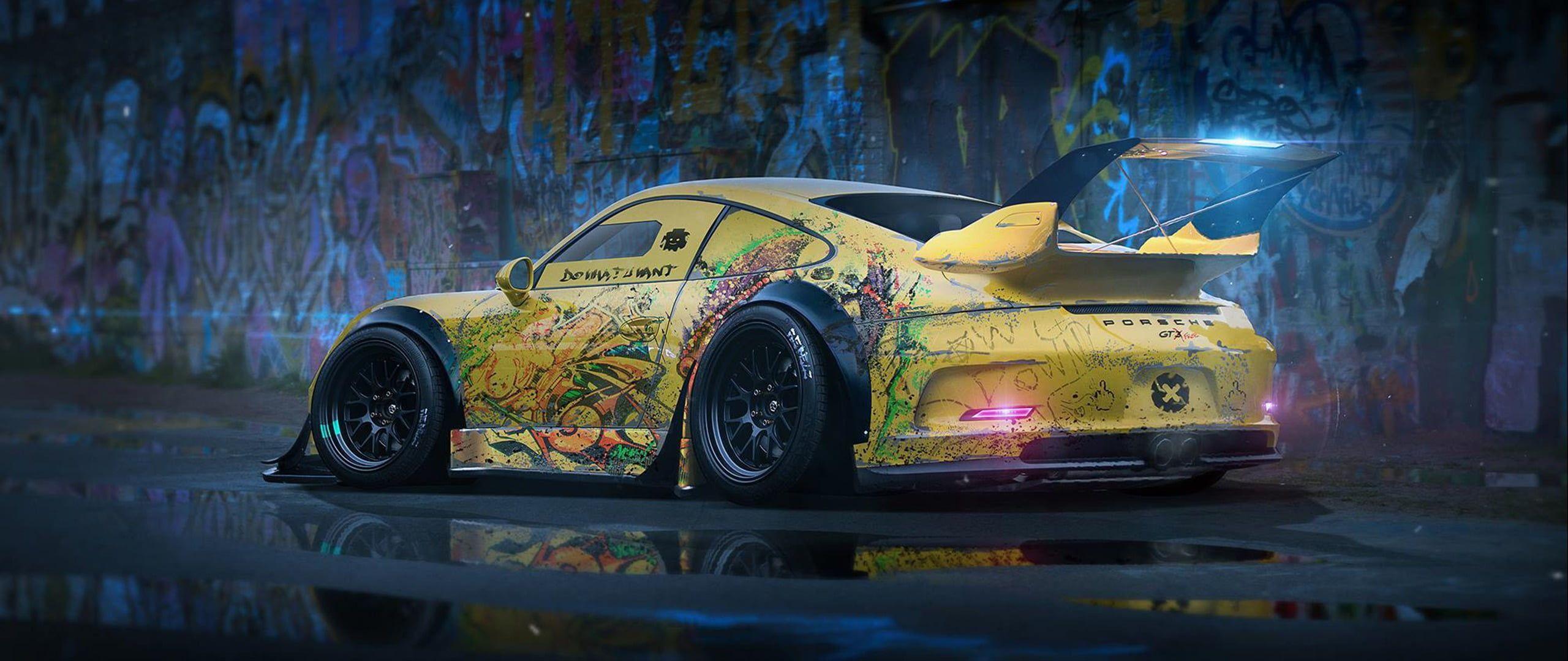 2560x1080 Yellow Coupe #ultra Wide #car #Porsche Khyzyl Saleem #render #artwork K # Wallpaper #hdwallpaper #desktop. Yellow Car, Futuristic Cars, Car Artwork