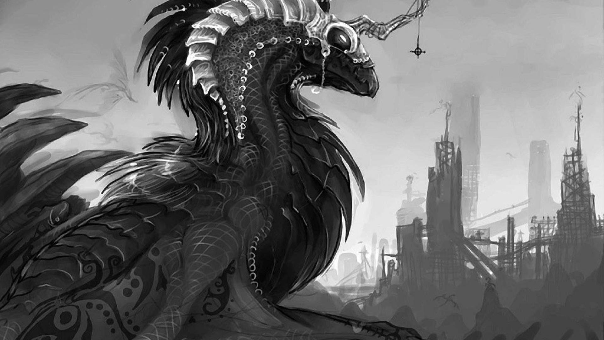 1920x1080 Epic Wallpaperafari Black And White Dragon HD Wallpaper