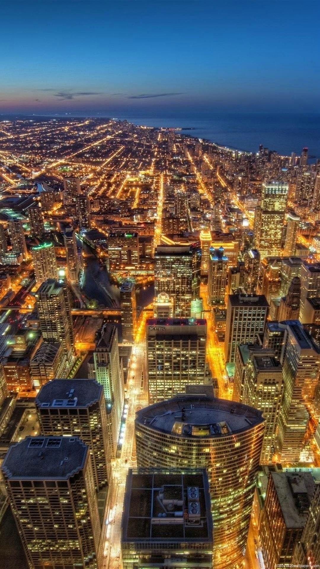1080x1920 City Night Skyline Chicago Wallpaper HD City Wallpaper HD iPhone Wallpaper & Background Download