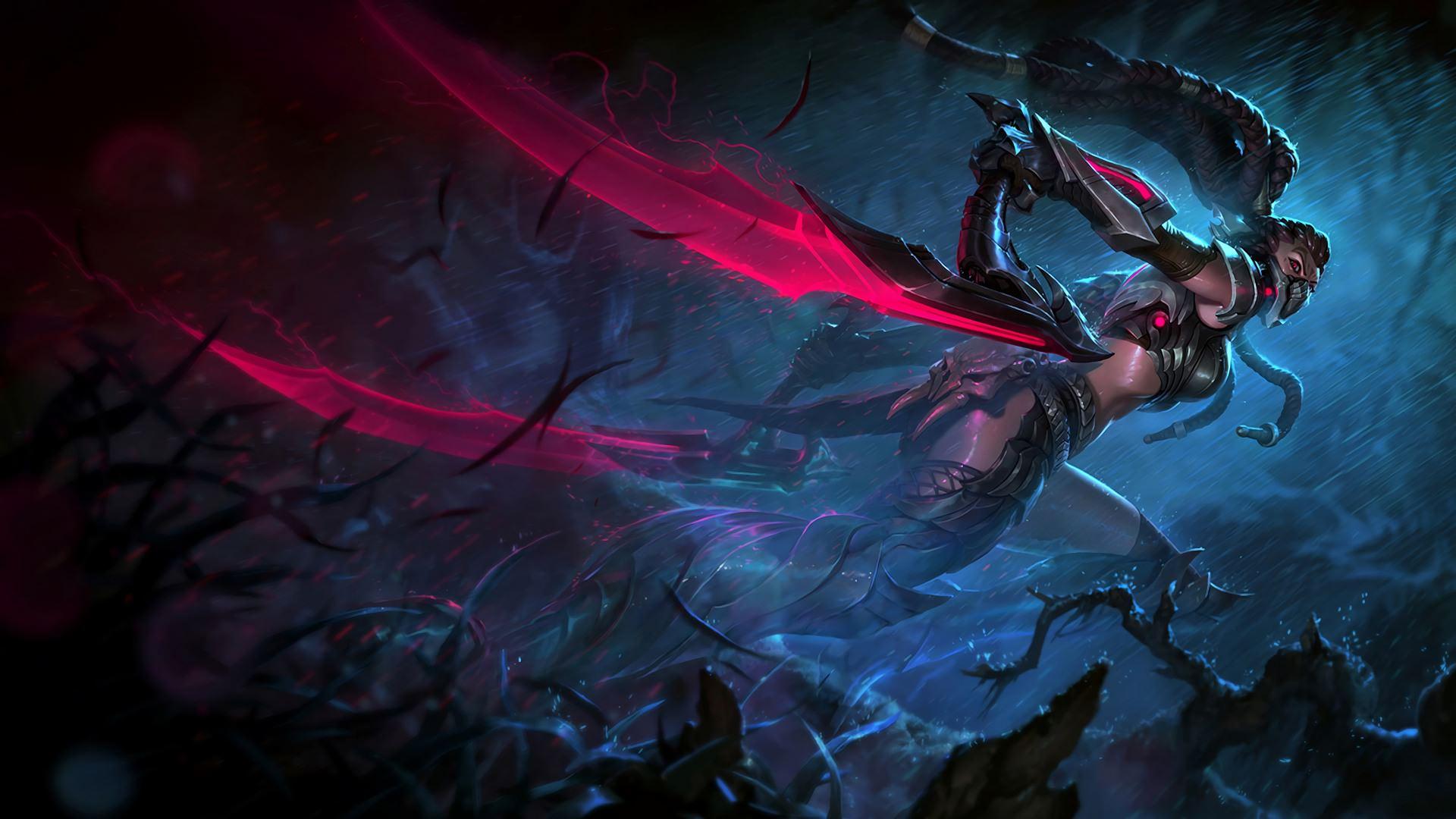 1920x1080 Headhunter Akali Splash Art Skin Gir. Wallpaper