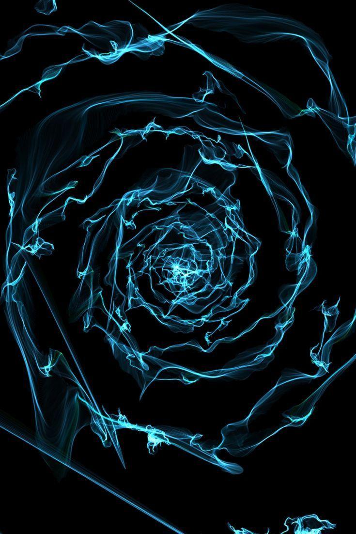 735x1102 Blue Smoke Spiral. Neon wallpaper, Technology wallpaper, Black phone wallpaper