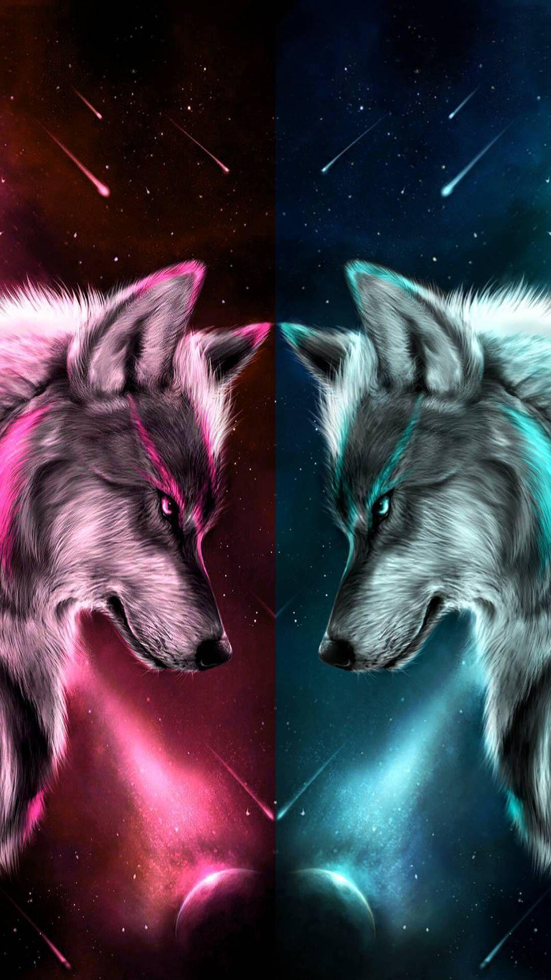 1080x1920 Ice wolf vs sunrise wolf. Wolf wallpaper, Wolf background, Wolf spirit animal