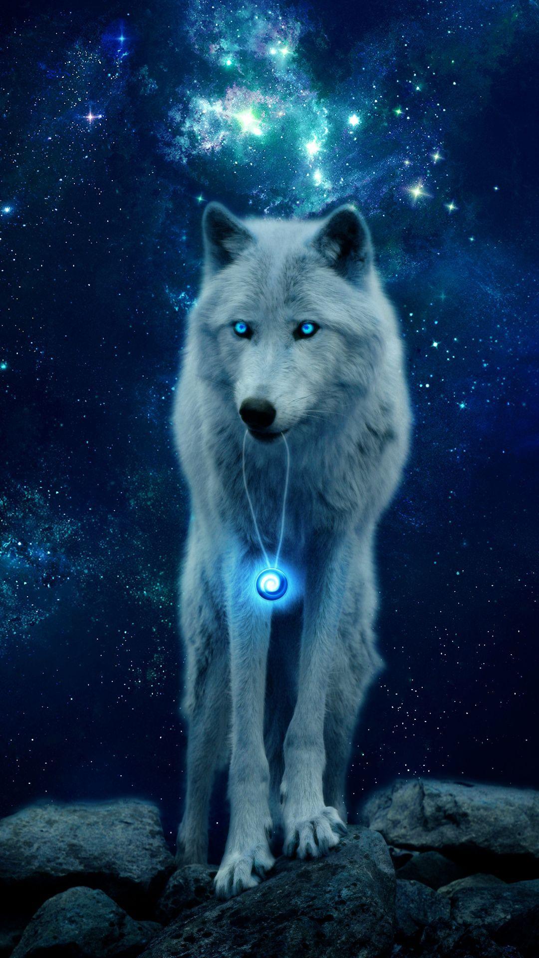 1080x1920 Wallpaper digital art, art, arctic wolf, canis lupus tundrarum, dog like mammal. Wolf spirit animal, Wolf art fantasy, Wolf spirit