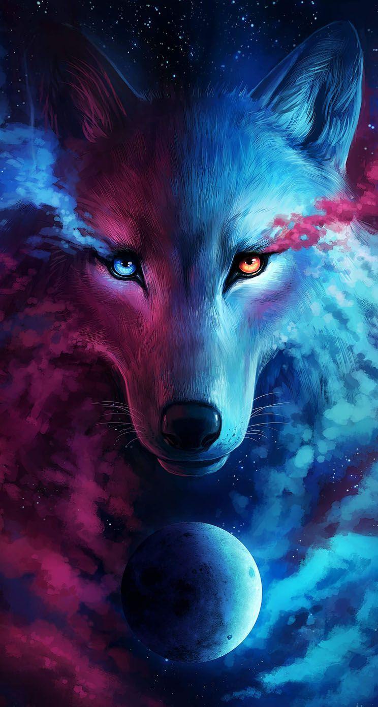 744x1392 Wolf Galaxy IPhone Wallpaper. Galaxy painting, Fantasy wolf, Wolf wallpaper