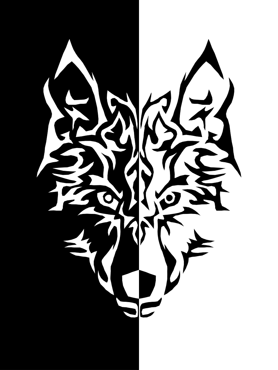 960x1280 Wolf Black And White iPhone Wallpaper Free Photo Black And White Art
