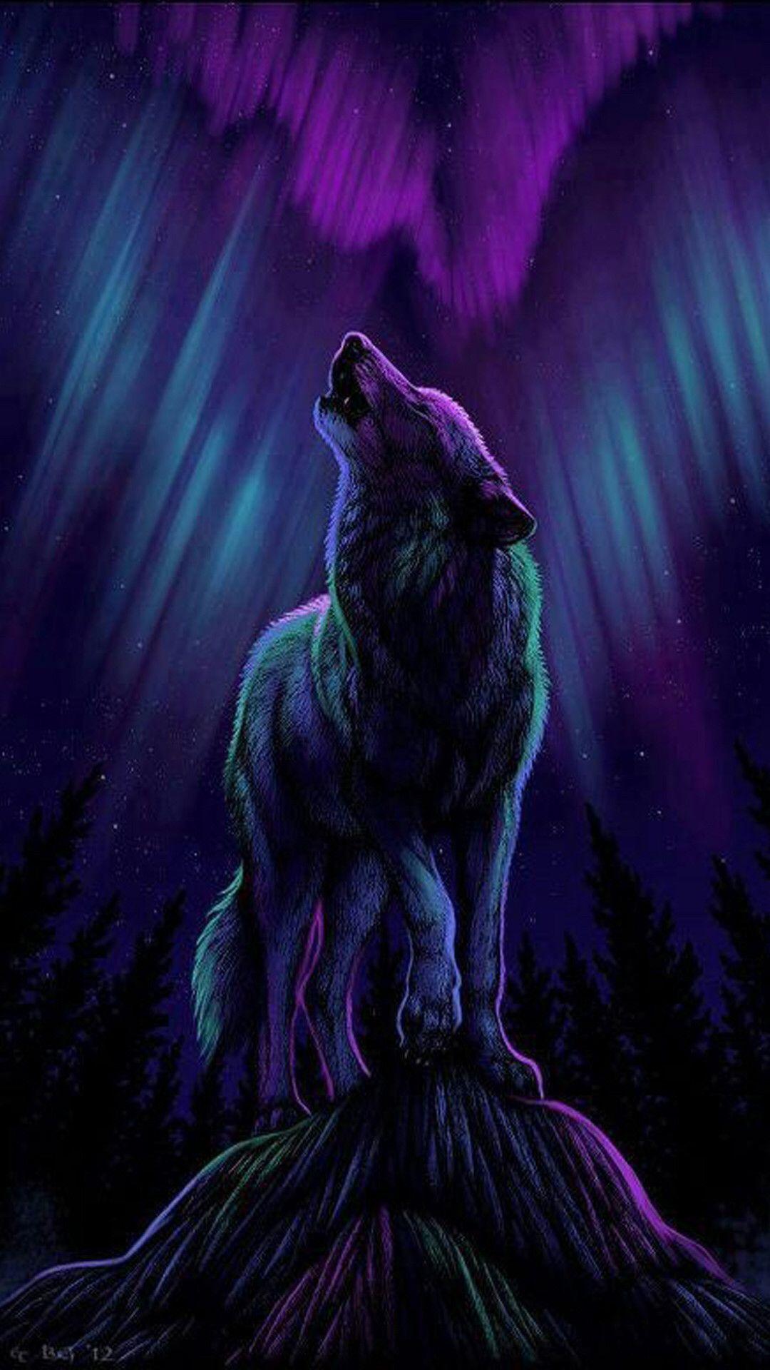 1080x1920 Wolf Galaxy Wallpaper