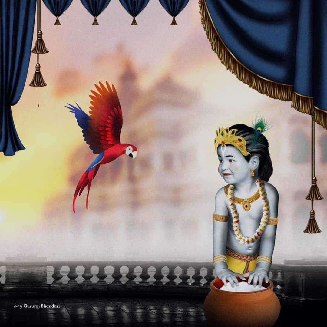 1080x1080 Little Krishna Image HD Wallpaper