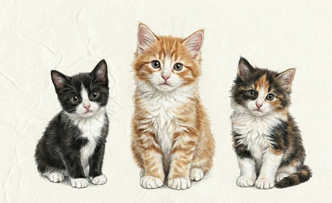 1144x700 Three Little Kittens Mural Wallpaper