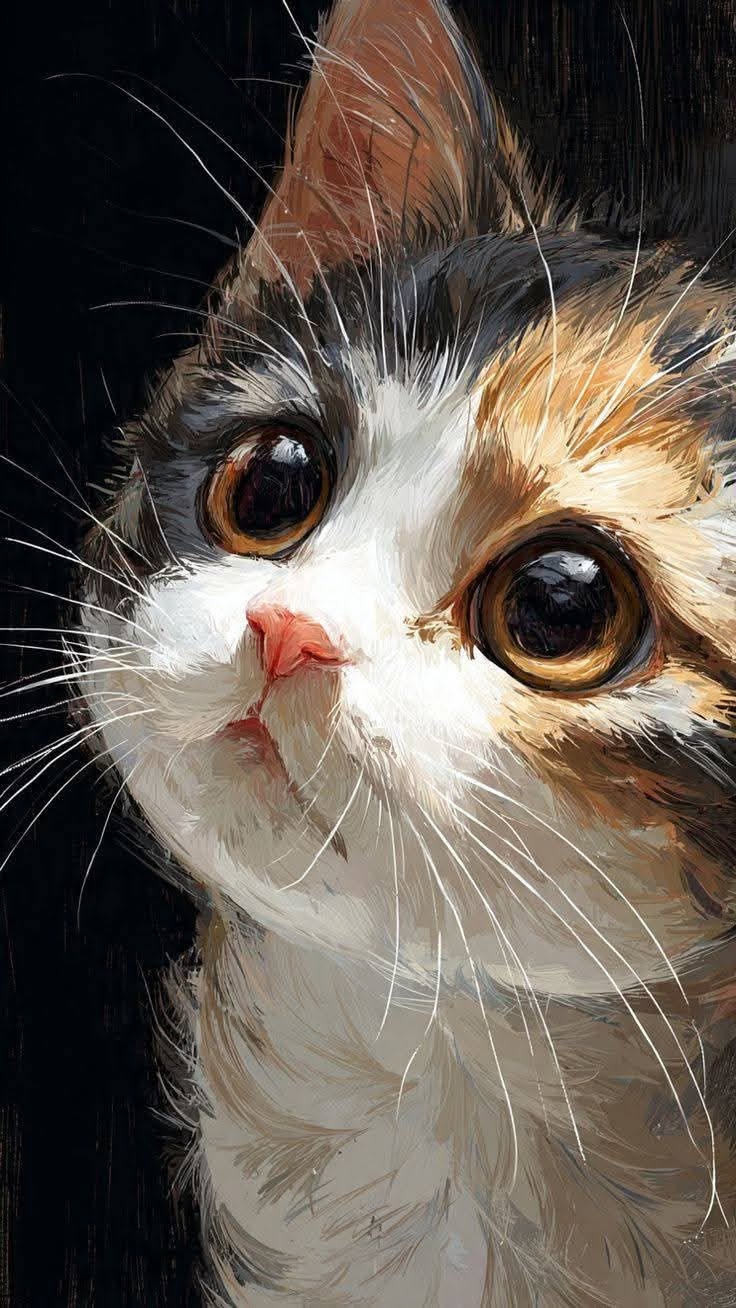 736x1308 Paintings of cute cats. Calico cat wallpaper aesthetic, Cute cats and kittens wallpaper, Cute kitten