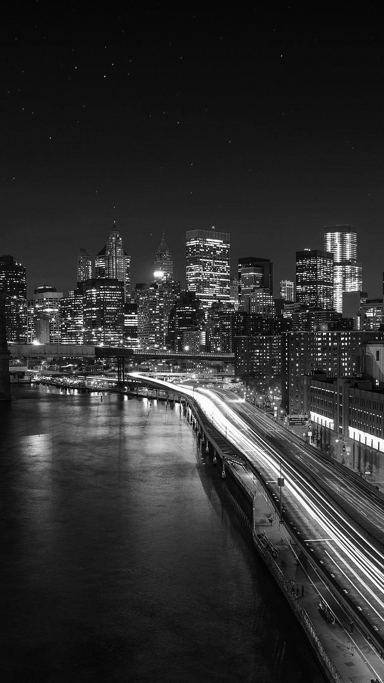 1242x2208 Night City View Lights Dark Bridge Nature iPhone 6 Wallpaper