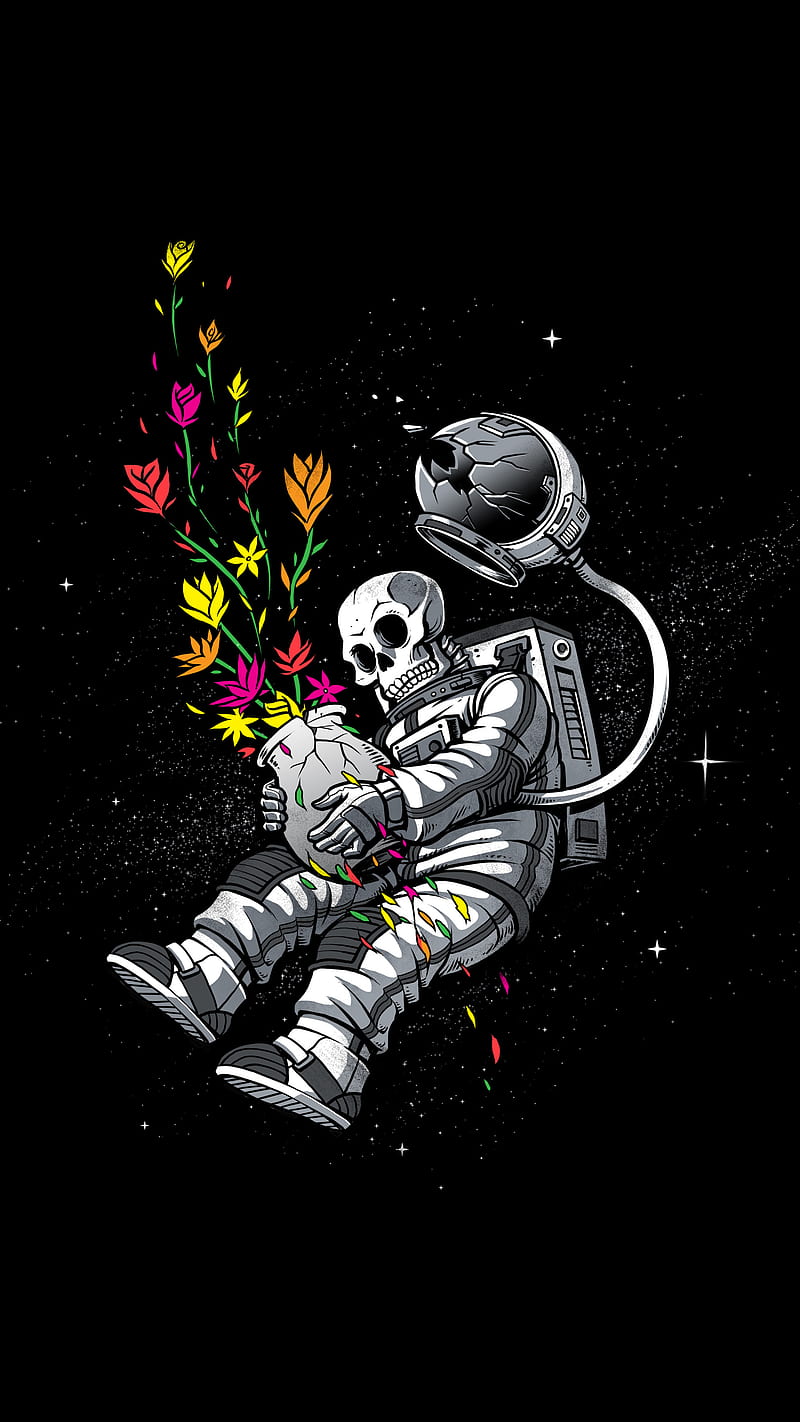 800x1422 HD astronaut skeleton wallpaper