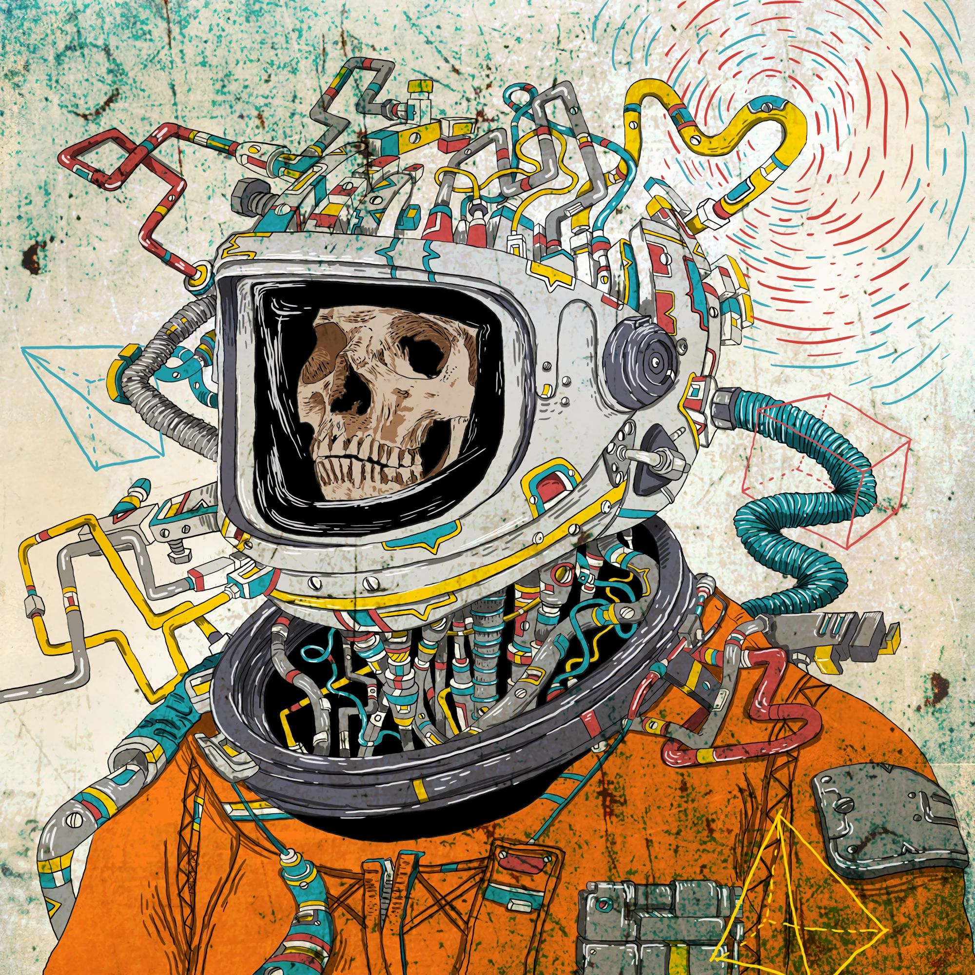 2000x2000 Phone wallpaper: Art, Skull, Space Suit, Cosmonaut, Spacesuit, Surreal 110558