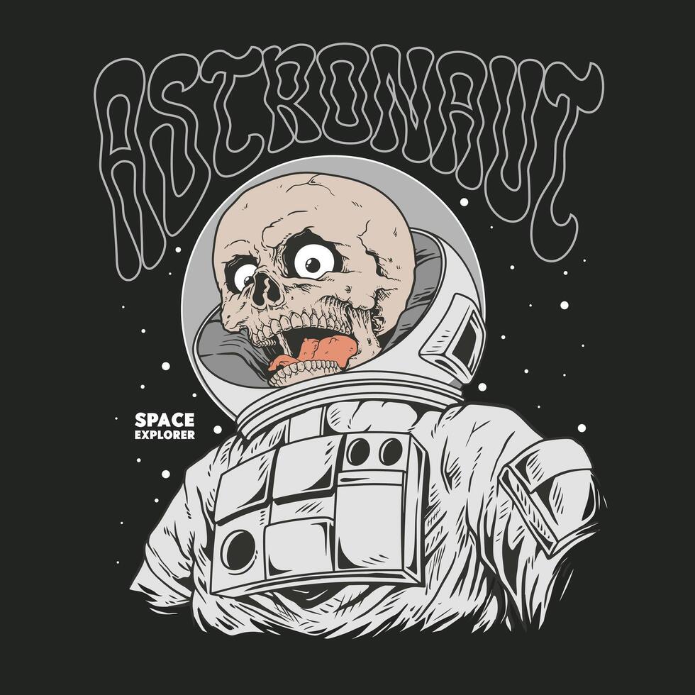 980x980 Astronaut Skull in Space Suit Gazing, illustration astronaut skull