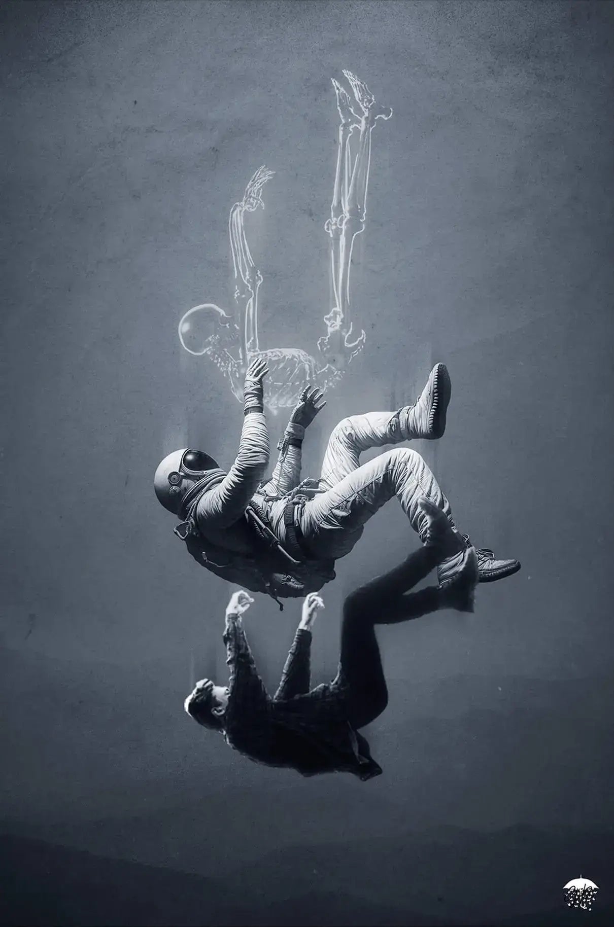 1210x1828 Falling Man Astronaut Skeleton Surreal Wall Art. BIG Wall Décor