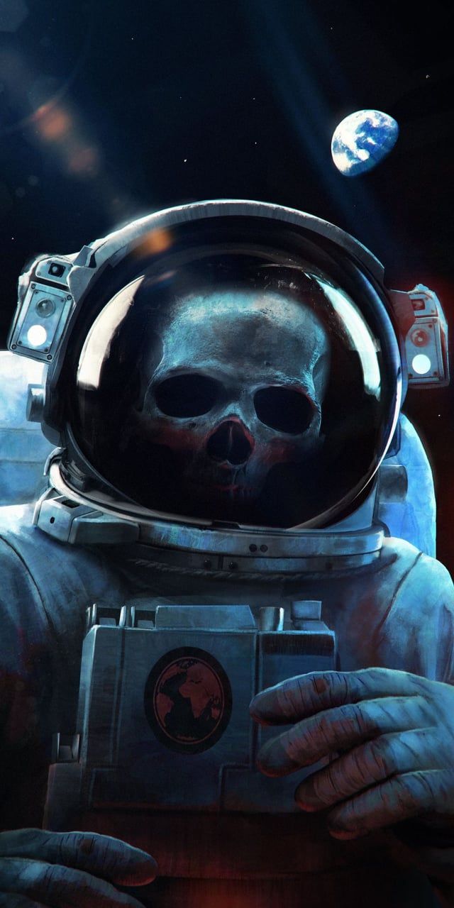 640x1280 Skull astronaut