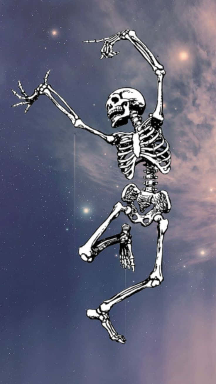 736x1306 Cosmic Dance Skeleton Wallpaper