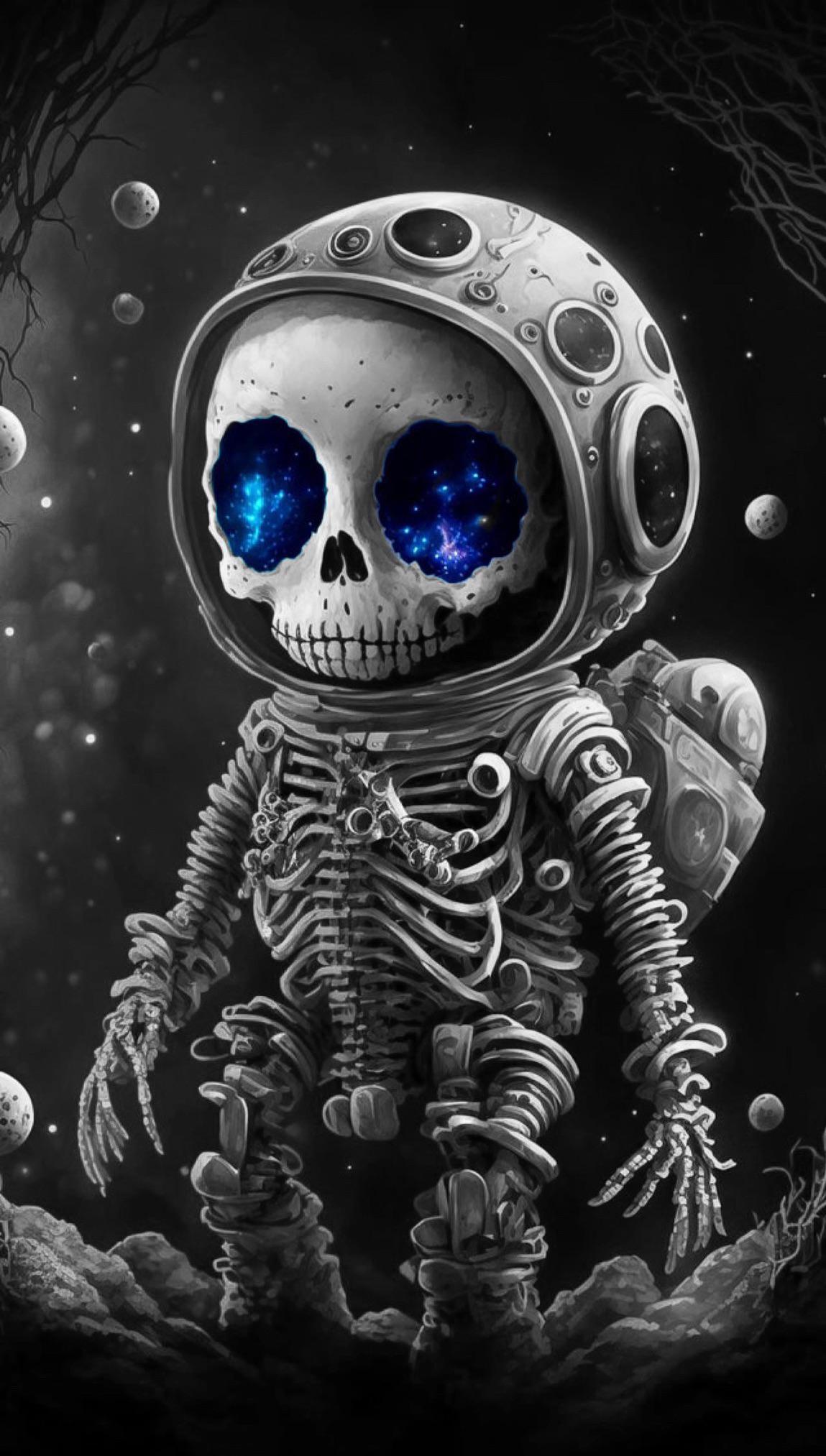 1149x2026 Skeleton Astronaut Wallpaper