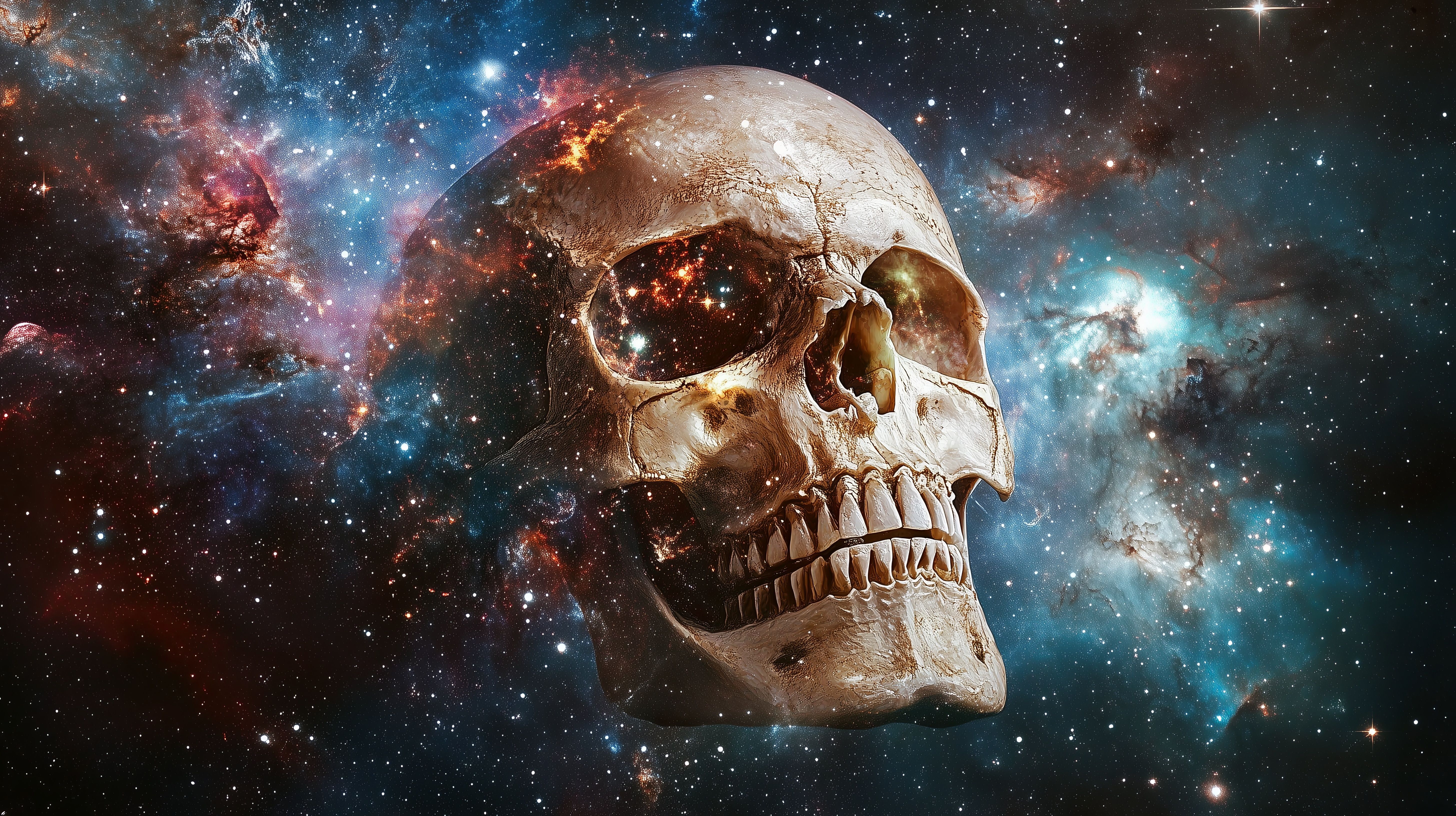 5824x3264 Wallpaper space, wallpaper, sake, fantasy, skeleton, AI Art for mobile and desktop, section фантастика, resolution 5824x3264