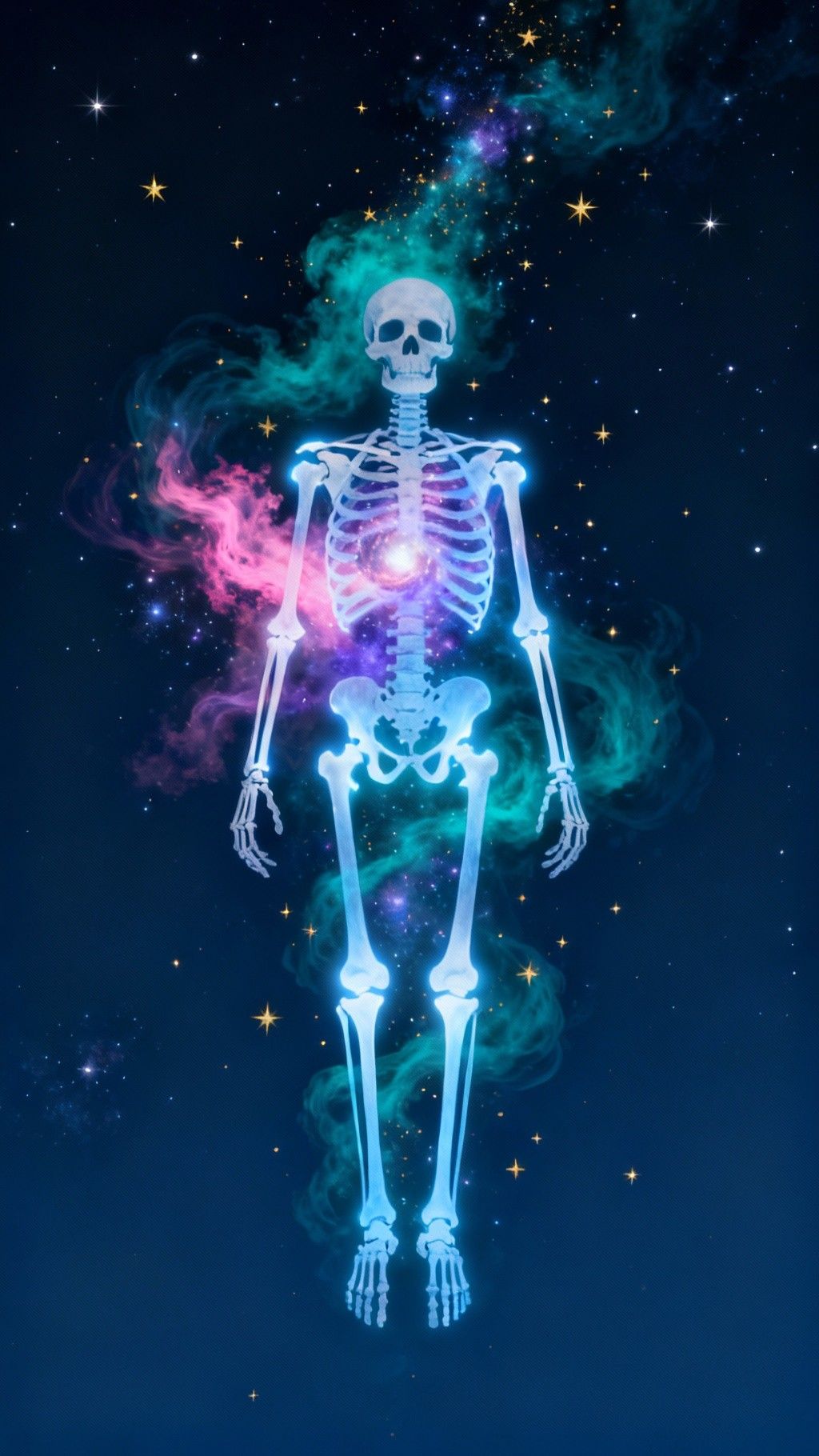 1024x1820 Download Skeleton in Cosmos Image, Cosmos, Surreal