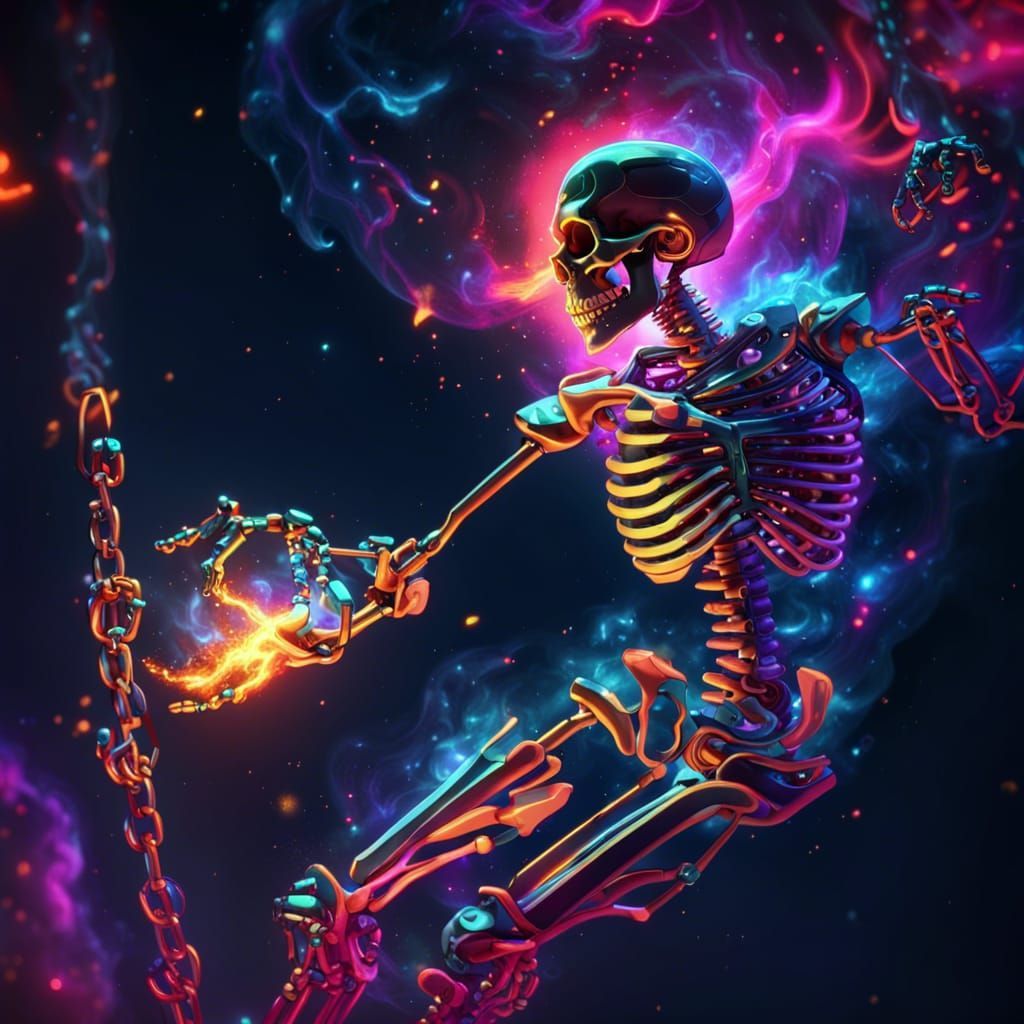 1024x1024 Skeleton. Skeleton Floating in Cosmic Space