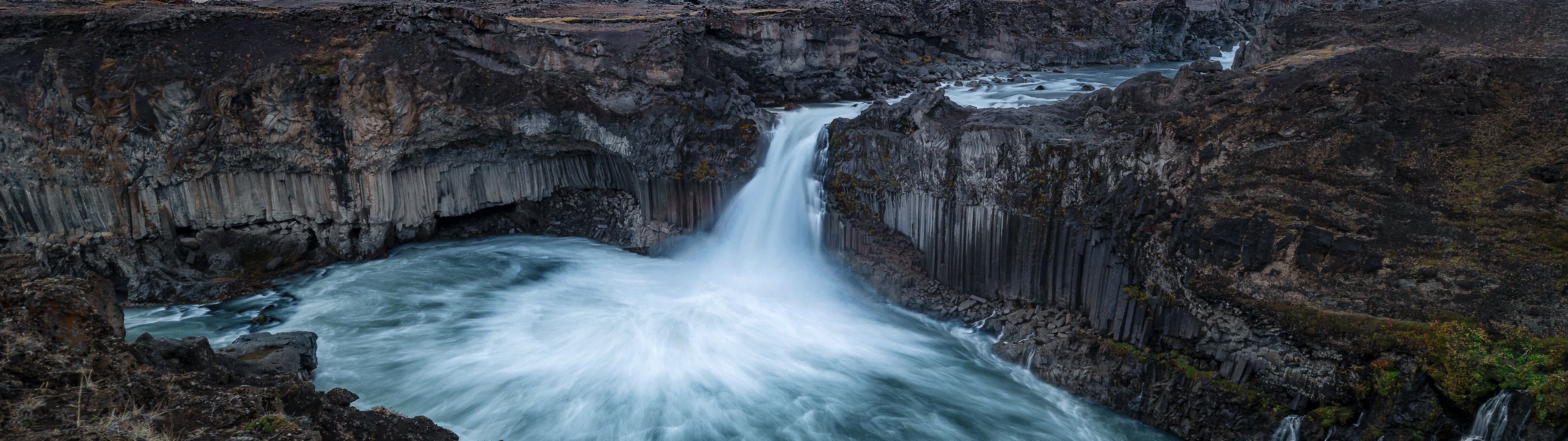 3840x1080 Aldeyjarfoss waterfall Wallpaper 4K, Iceland