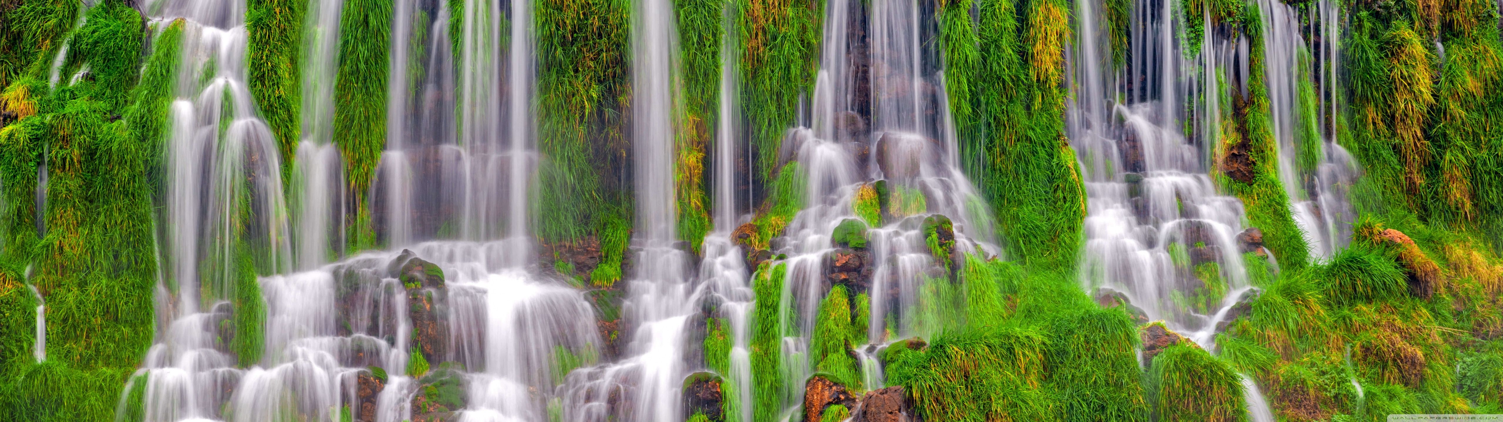 5120x1440 Waterfall, Green Grass, Mountain 4K UHD Wallpaper for UltraHD Desktop and TV : Widescreen and UltraWide Display : Dual Monitor
