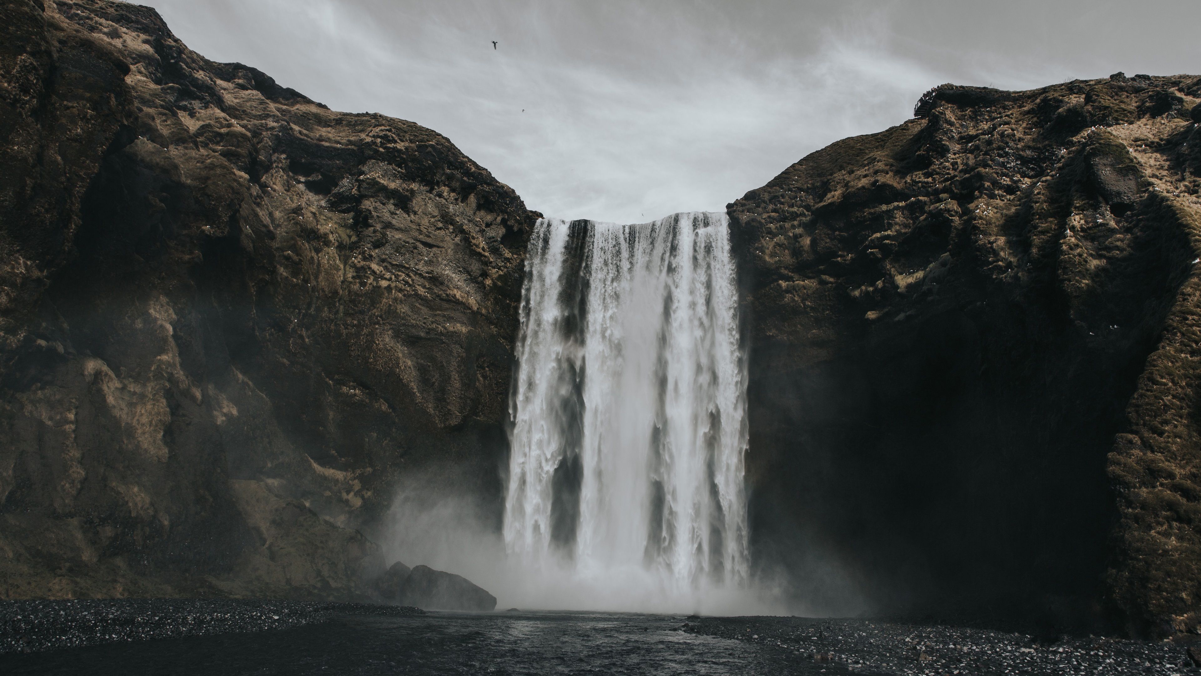 3840x2160 Wallpaper Waterfall, water, clouds, dusk 3840x2160 UHD 4K Picture, Image