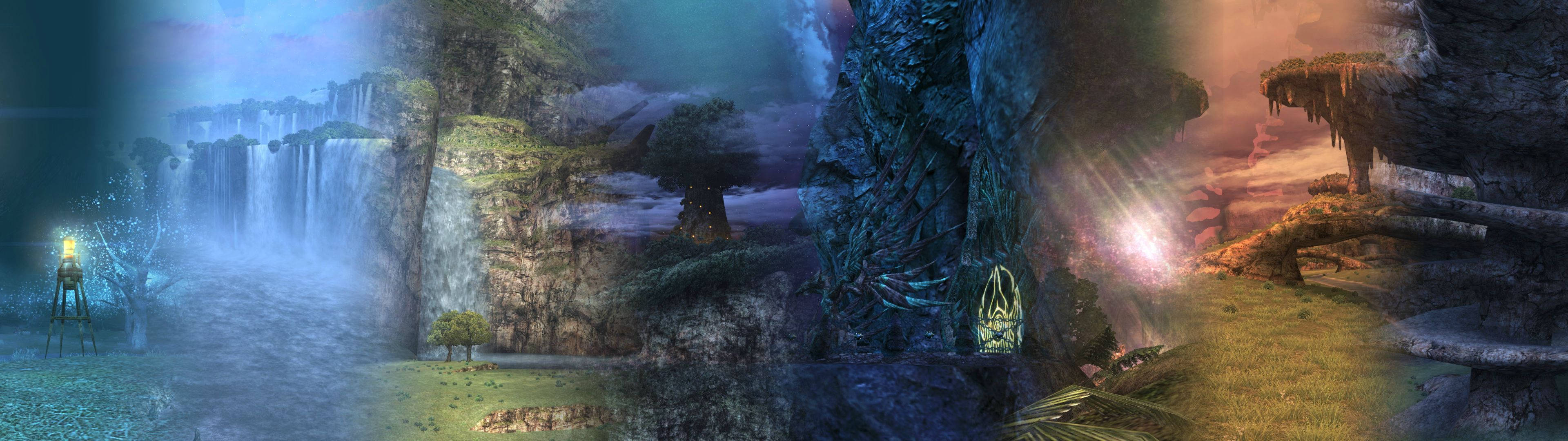 3840x1080 Download Explore Unusual Worlds on Dual Screen Wallpaper