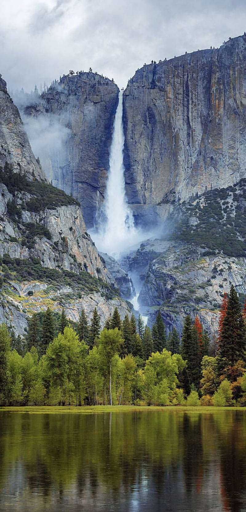 800x1659 Breathtaking, mountains, waterfalls, fantasy, nature, panorama, waterfall, mountain, HD phone wallpaper