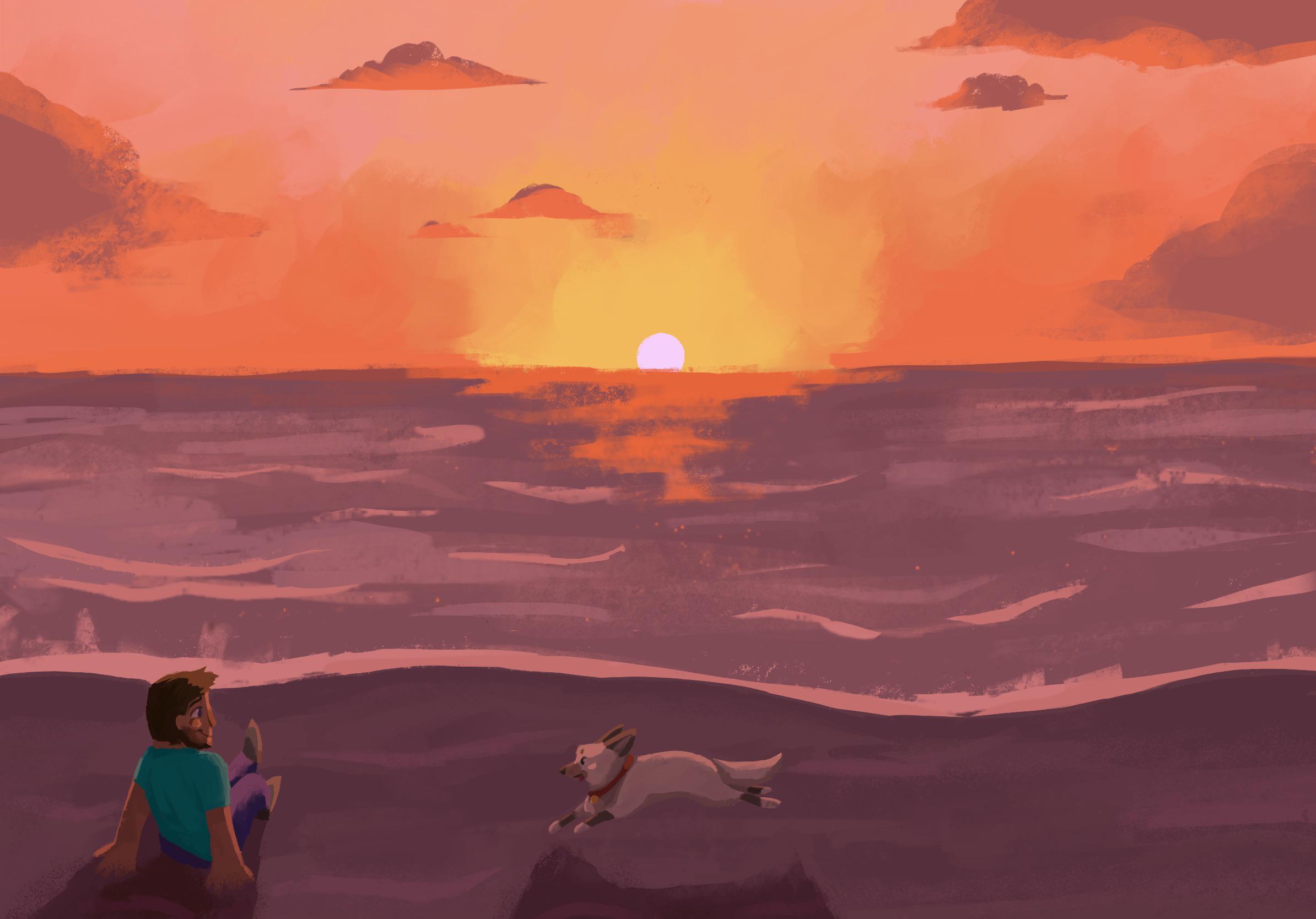2388x1668 Made a wallpaper of Steve and his dog!