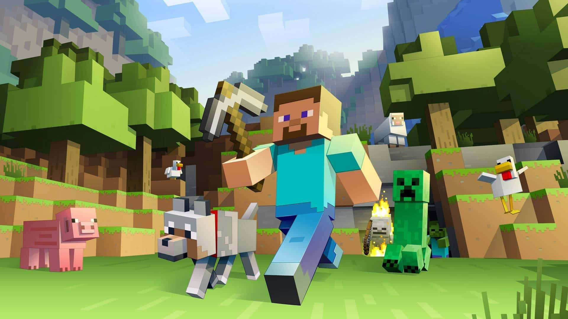 1920x1080 Download Cute Minecraft Human And Dog Wallpaper