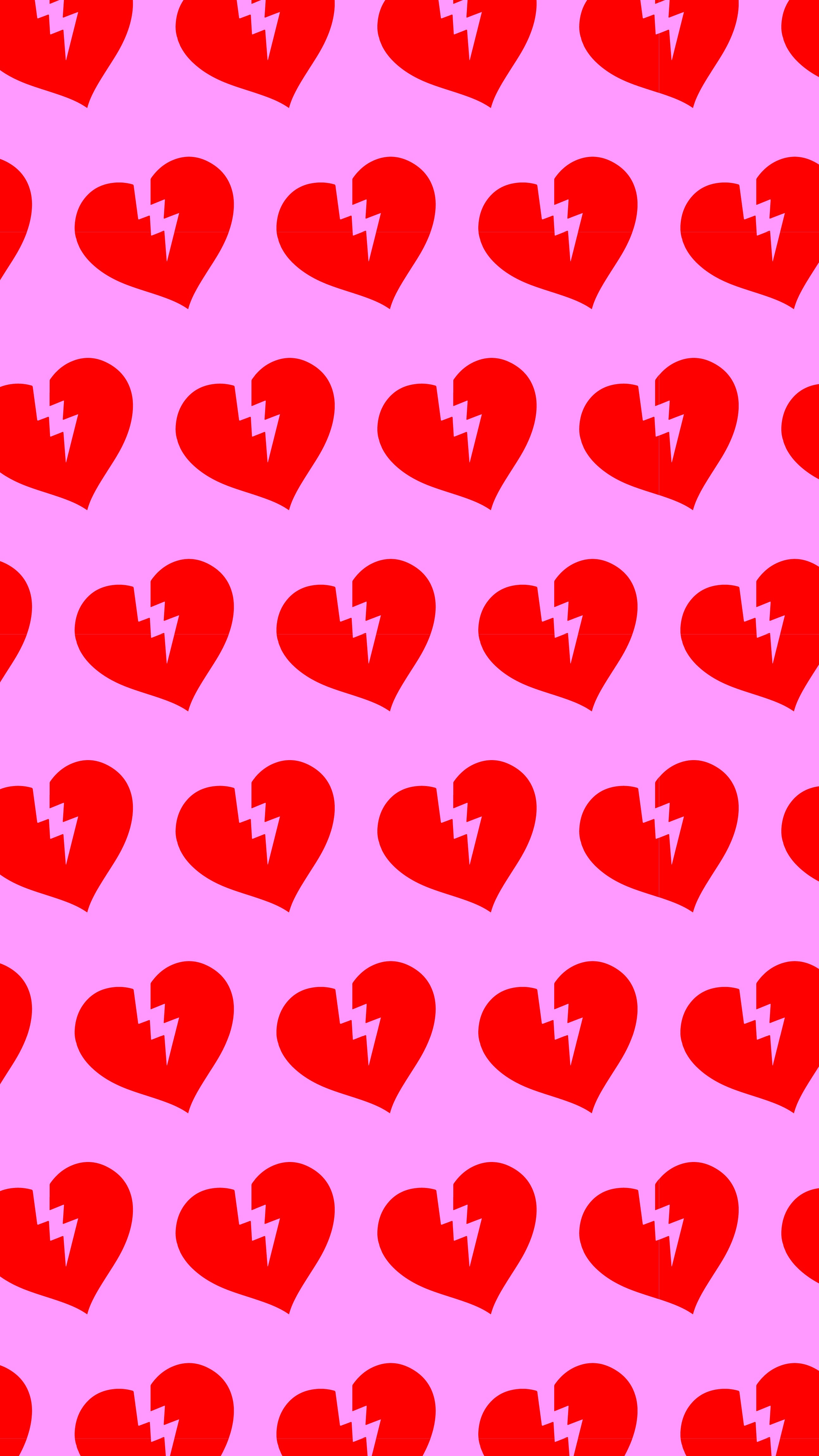 2589x4601 Red Broken hearts wallpaper pattern by holieli. Broken heart wallpaper, Heart wallpaper, Pink wallpaper background