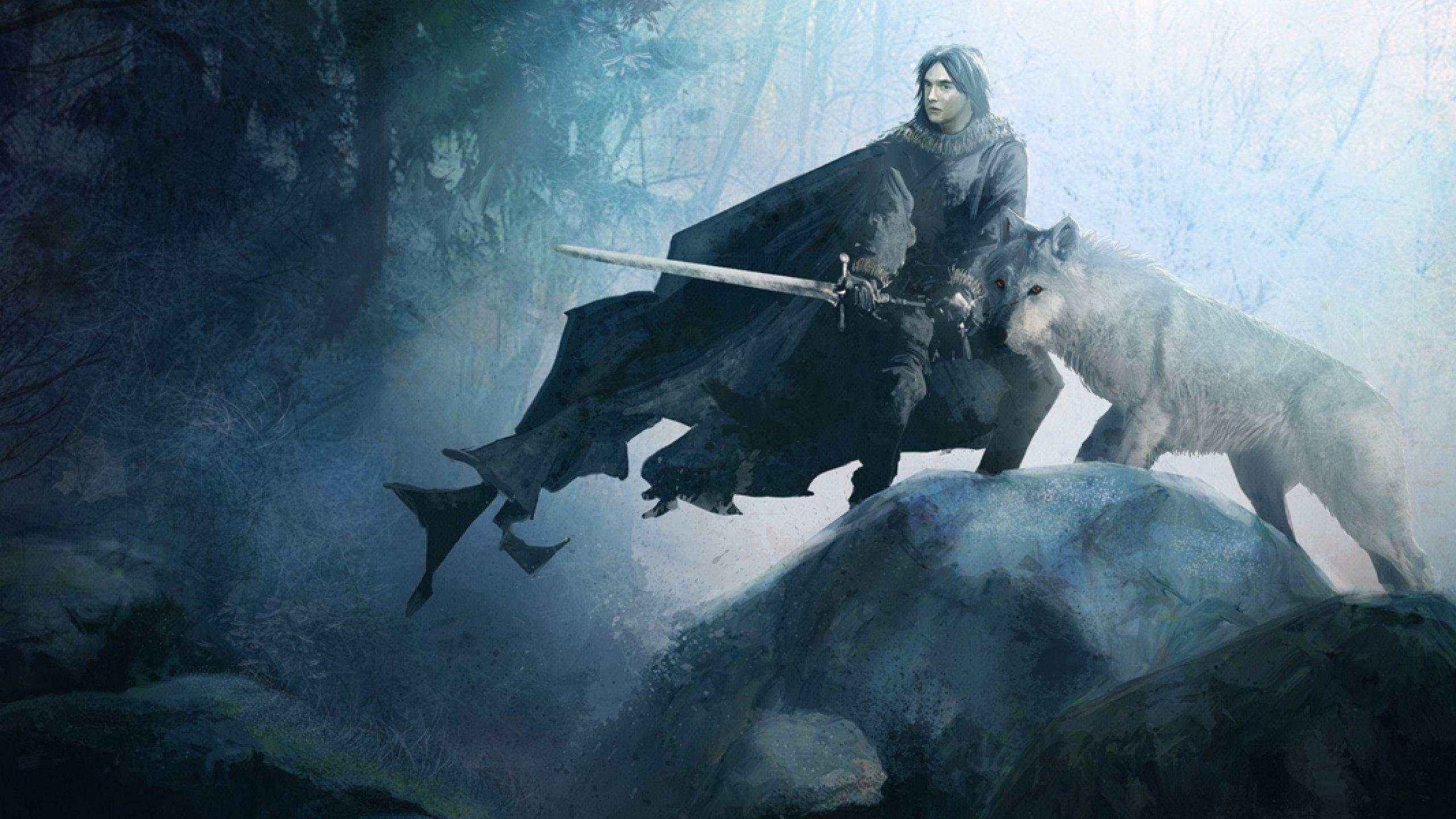 2560x1440 Amanda Stark Image Jon Snow And Ghost HD Wallpaper And Background