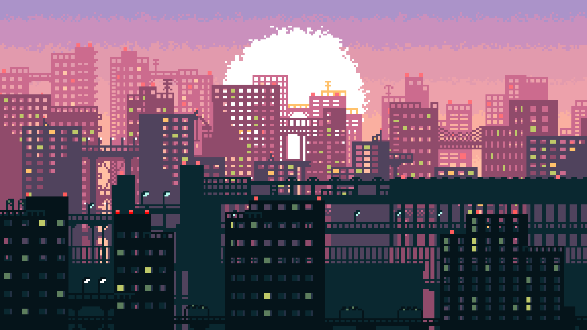 1920x1080 Vaporwave Pixel Art Wallpaper