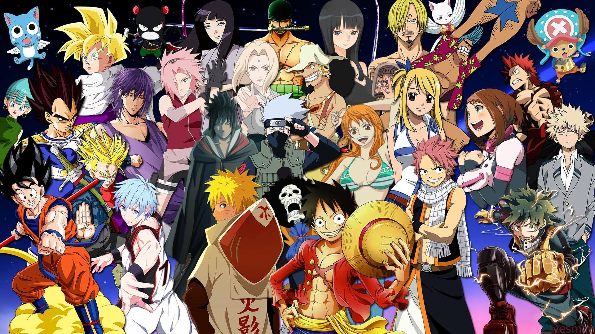 1920x1080 Dragonball One Piece Naruto Wallpaper