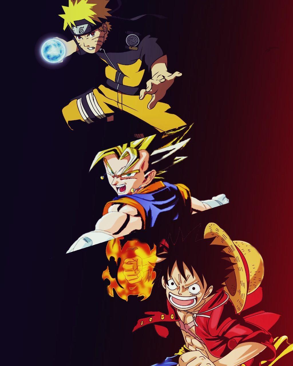 1024x1280 Wallpaper Goku Naruto Y Luffy