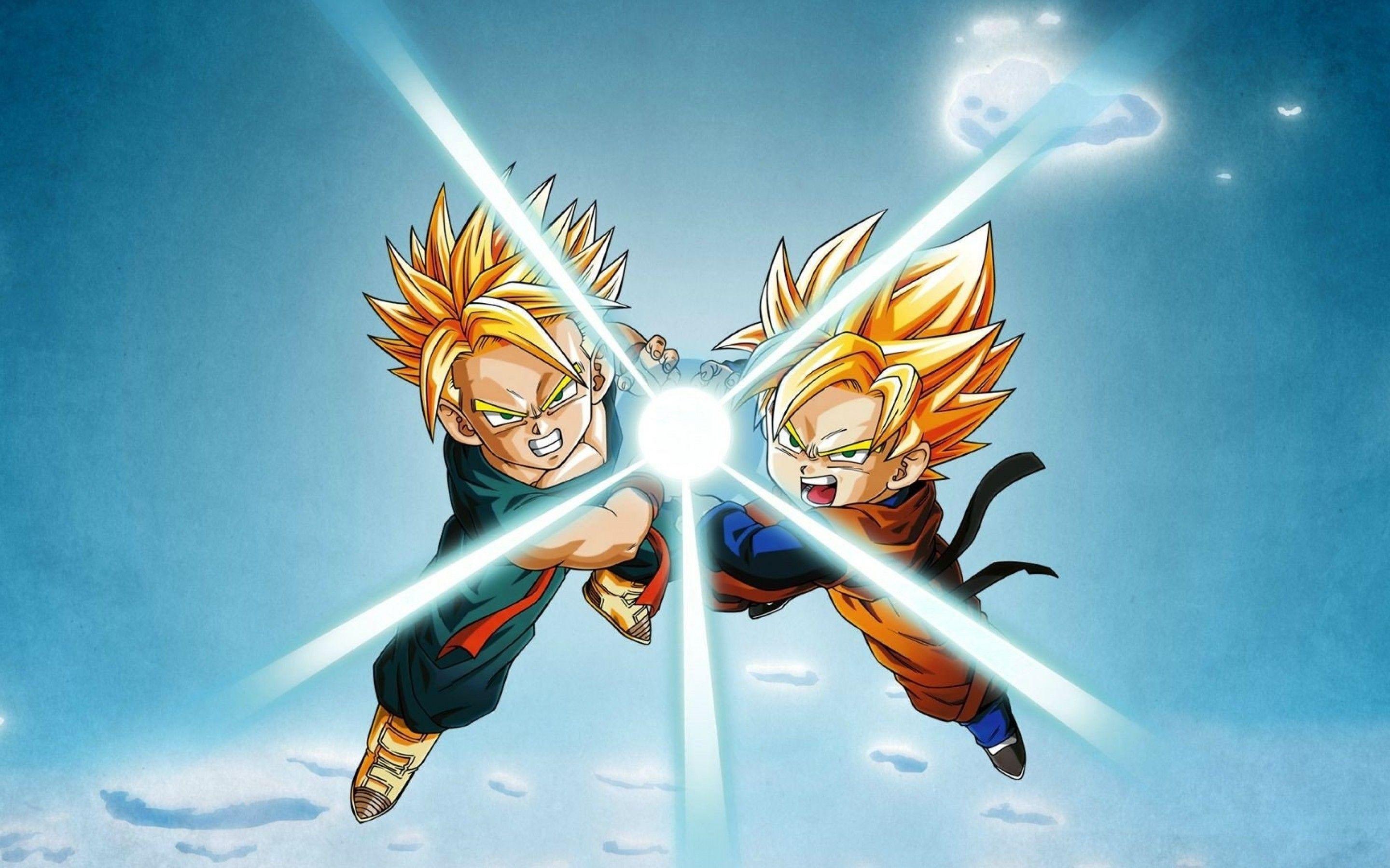2880x1800 Download 2880x1800 Dragon Ball Z, Trunks, Goten, Super Saiyan Mode Wallpaper for MacBook Pro 15 inch