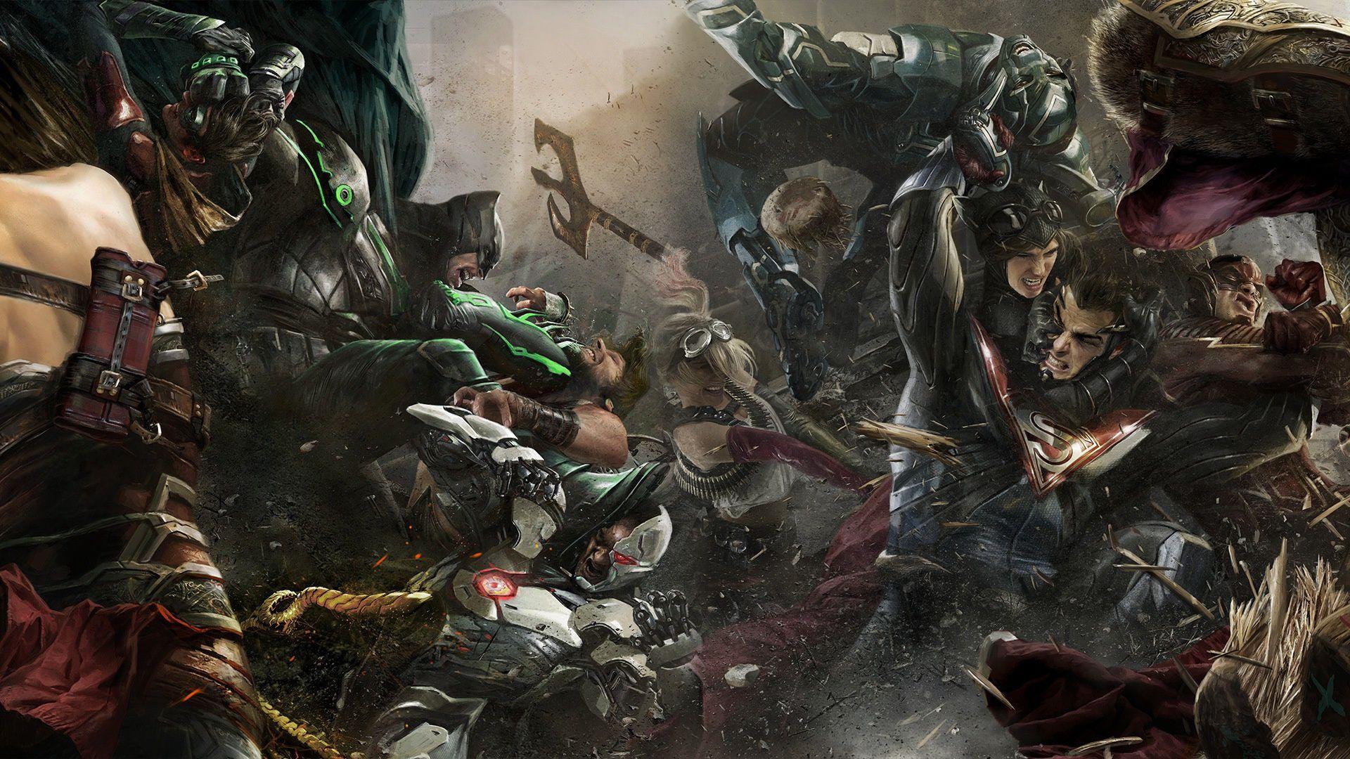 1920x1080 Batman Catwoman Cyborg Dc Comics Flash Injustice 2 Robin Dc Comics Superman Wallpaper:1920x1080