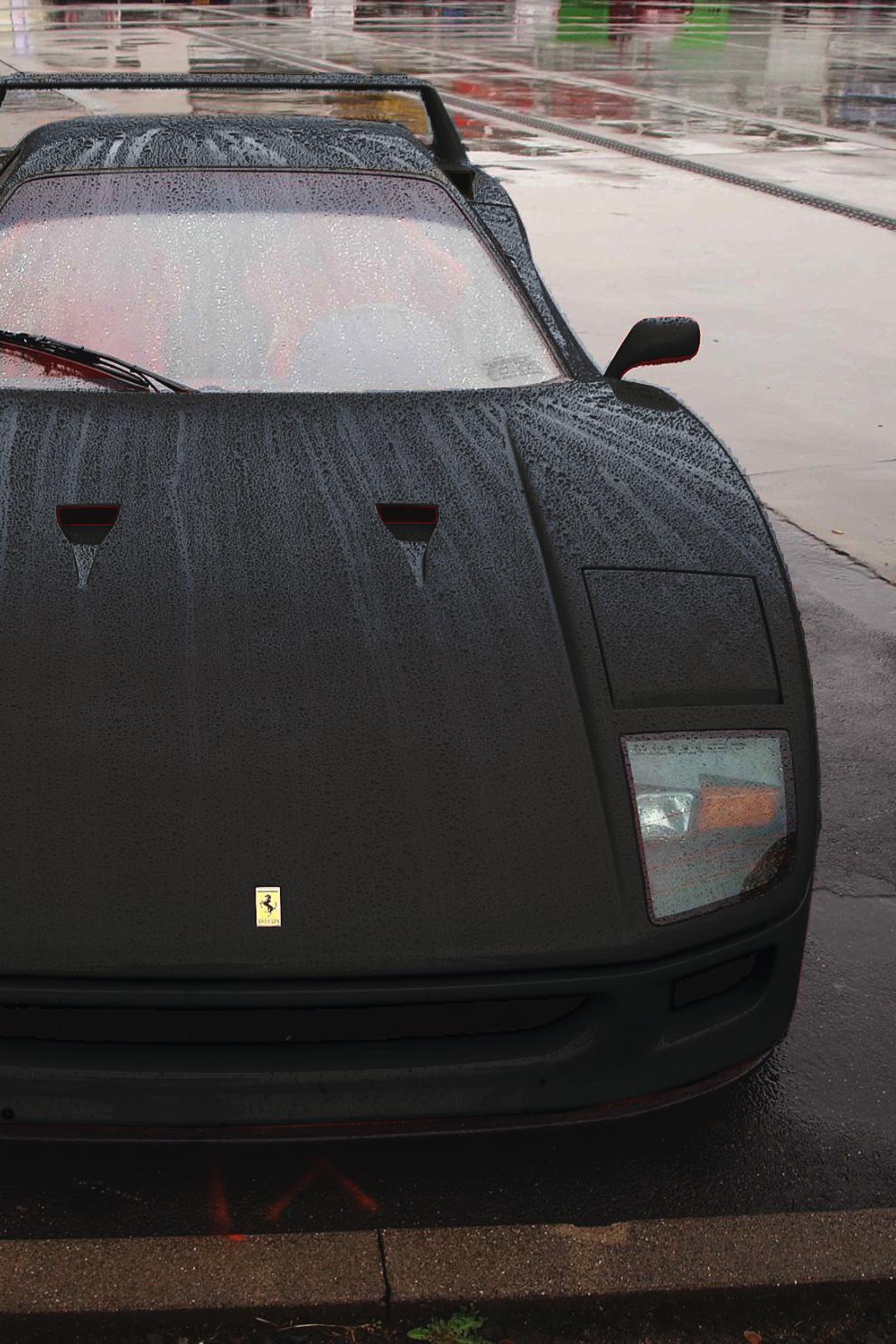 992x1488 Ferrari F40 Black Sportscar Rain Drops Track F40 Black iPhone