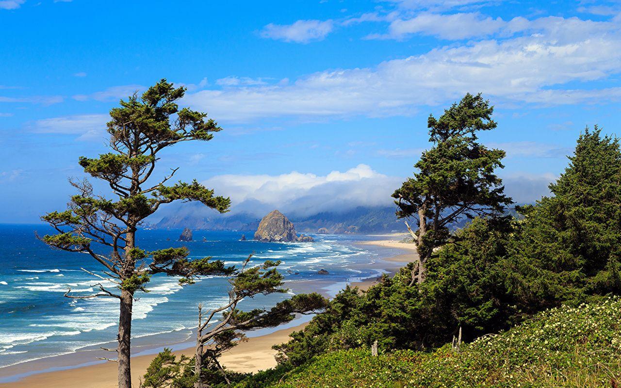 1280x800 Photo USA Haystack Rock, Cannon Beach, Oregon, Pacific Ocean Nature