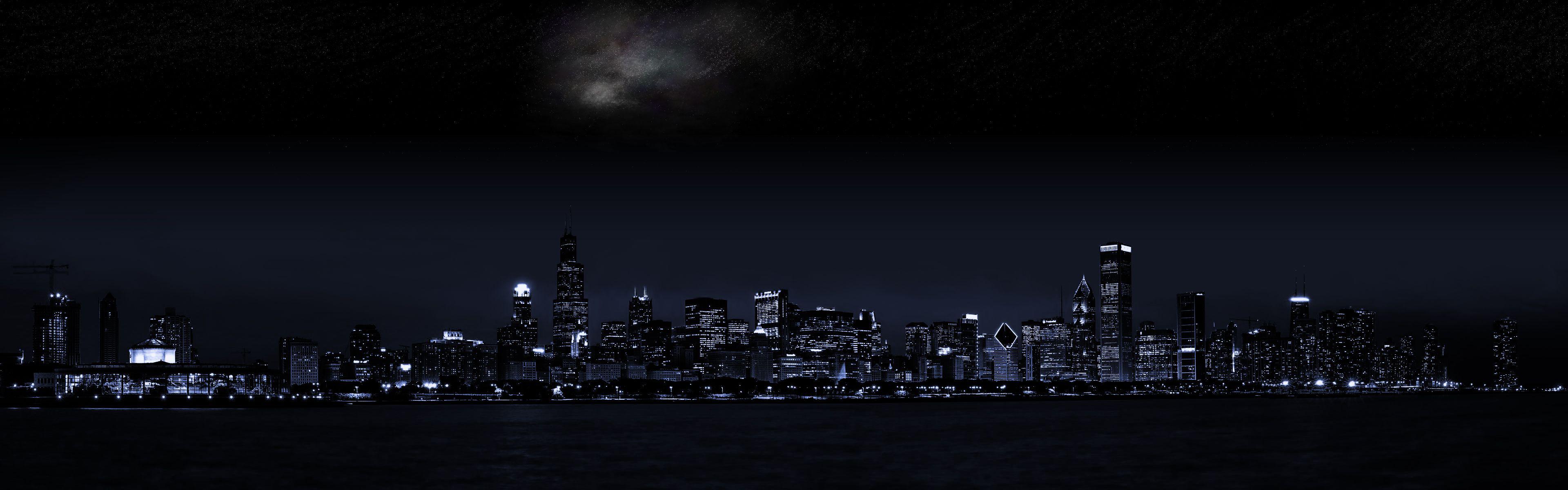 3840x1200 Chicago Skyline Dual Monitor Wallpaper [Stolen from Somewhere on reddit forever ago]